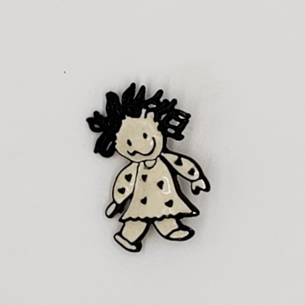 SFJ Enameled Crazy Looking Girl Brooch